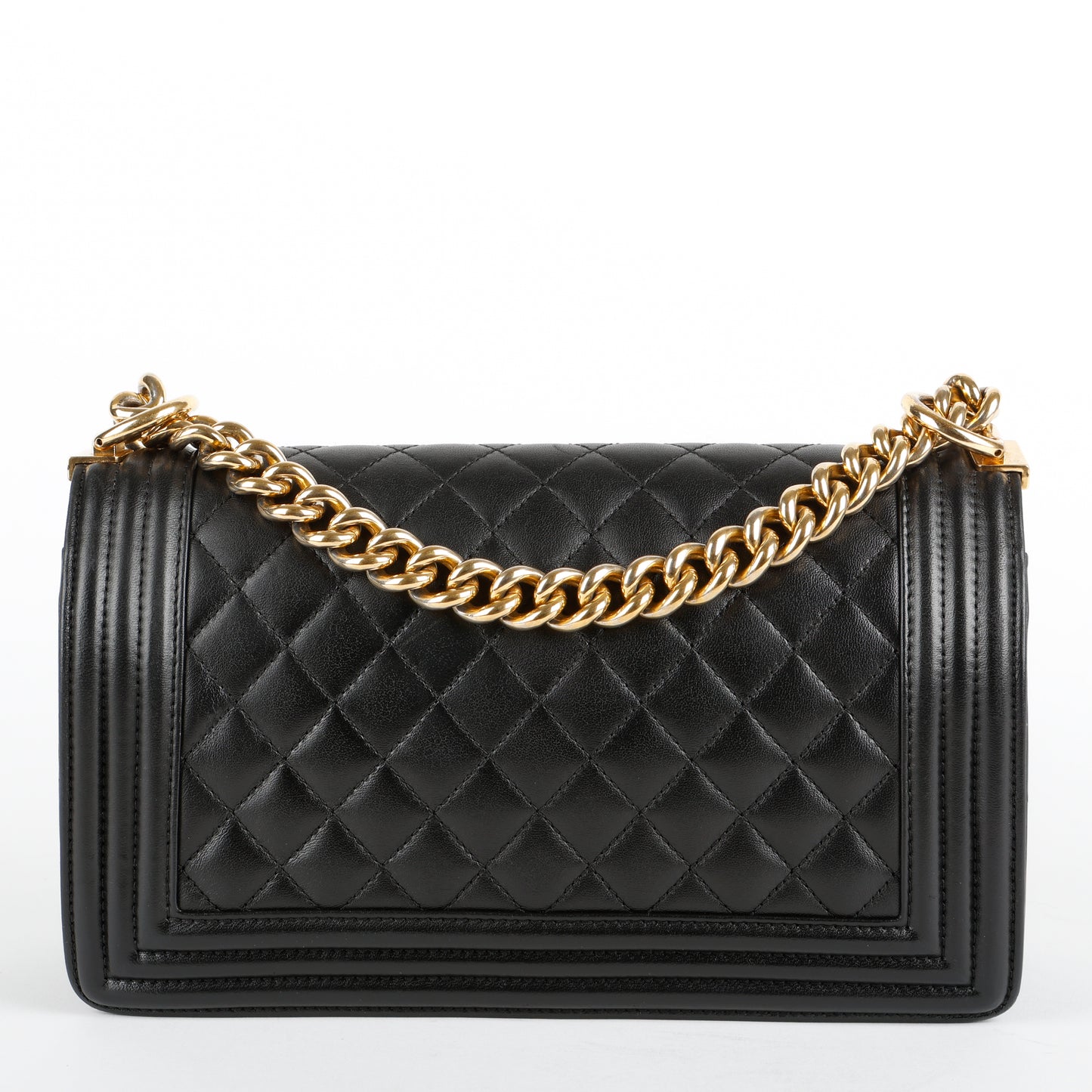 Old Medium Boy Bag , Black Lambskin GHW