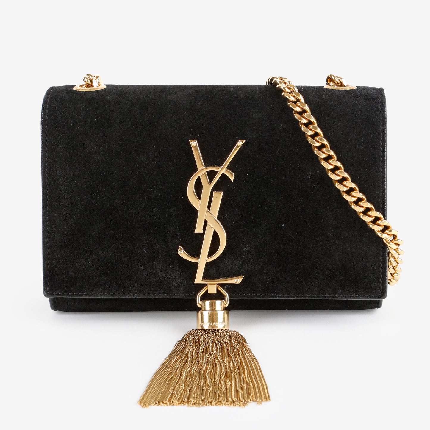 Mini Kate Tassel Crossbody, Black Velvet