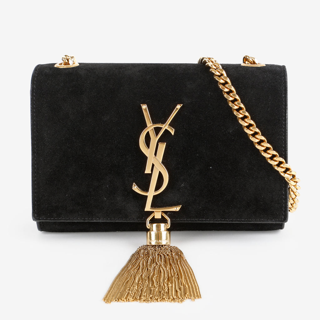 Mini Kate Tassel Crossbody, Black Velvet