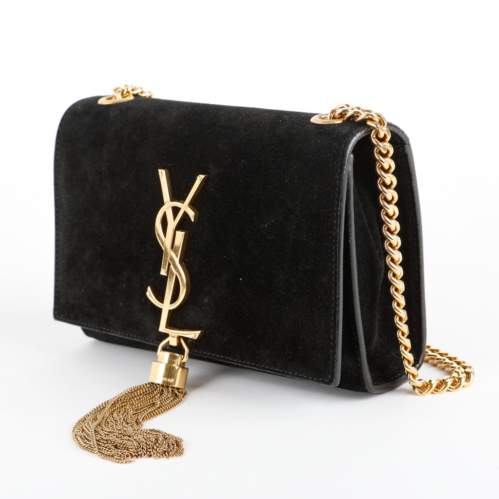 Mini Kate Tassel Crossbody, Black Velvet