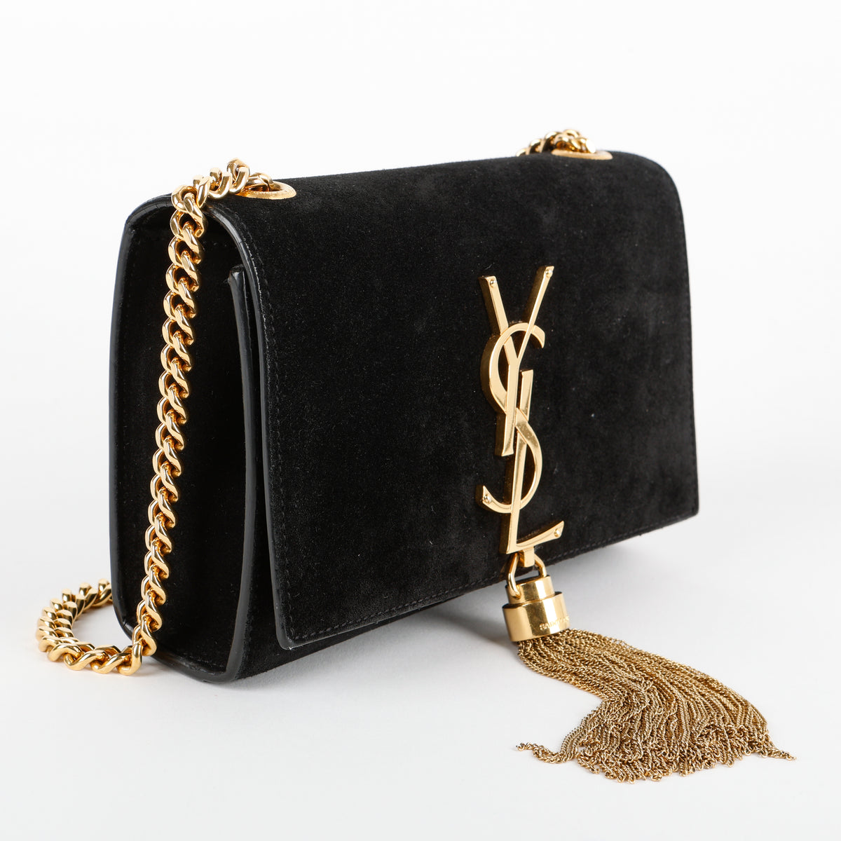 Mini Kate Tassel Crossbody, Black Velvet
