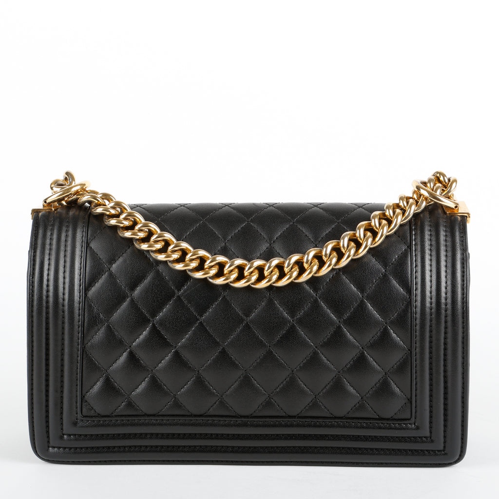Old Medium Boy Bag , Black Lambskin GHW