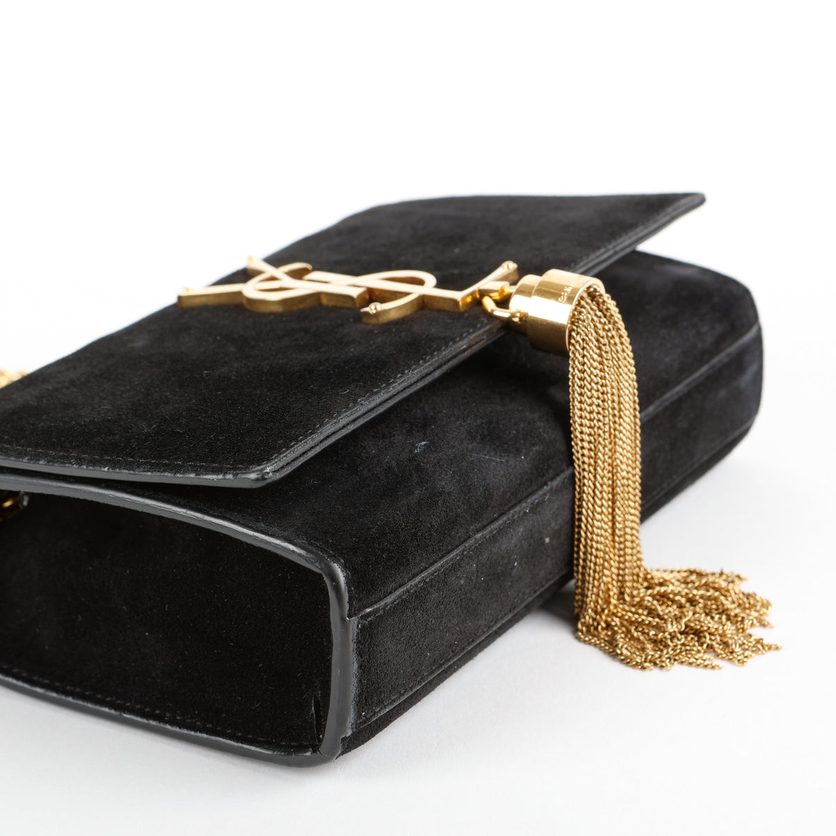 Mini Kate Tassel Crossbody, Black Velvet