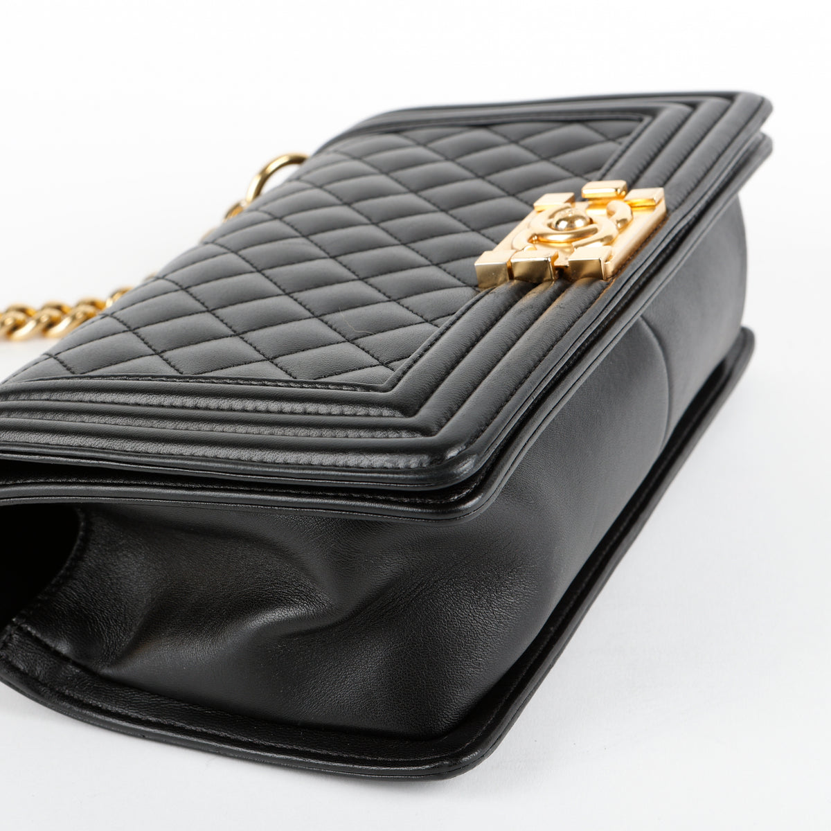 Old Medium Boy Bag , Black Lambskin GHW
