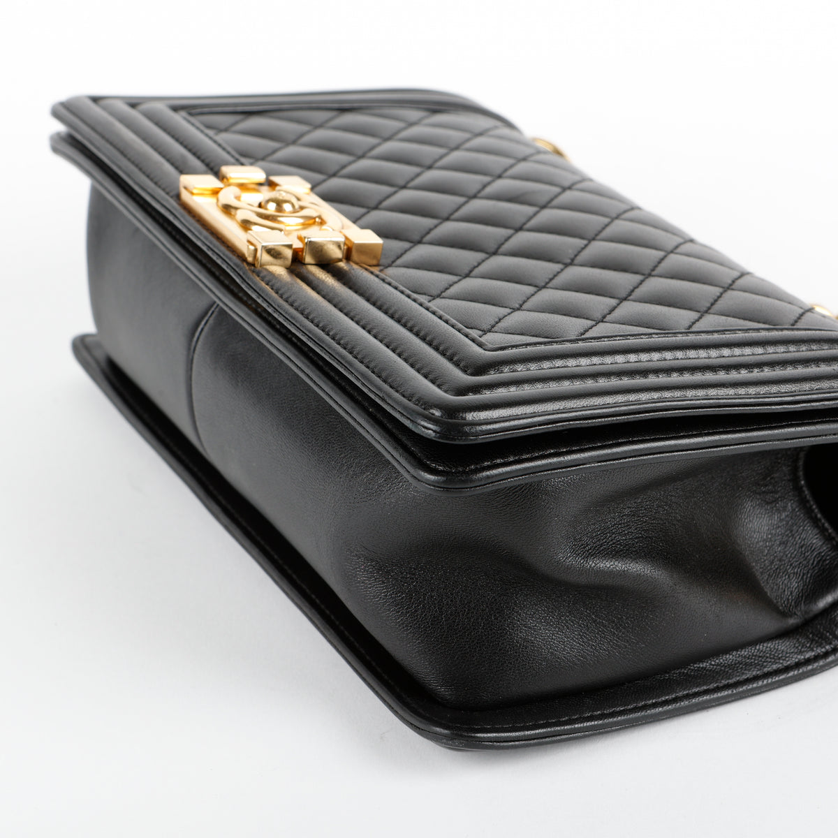 Old Medium Boy Bag , Black Lambskin GHW
