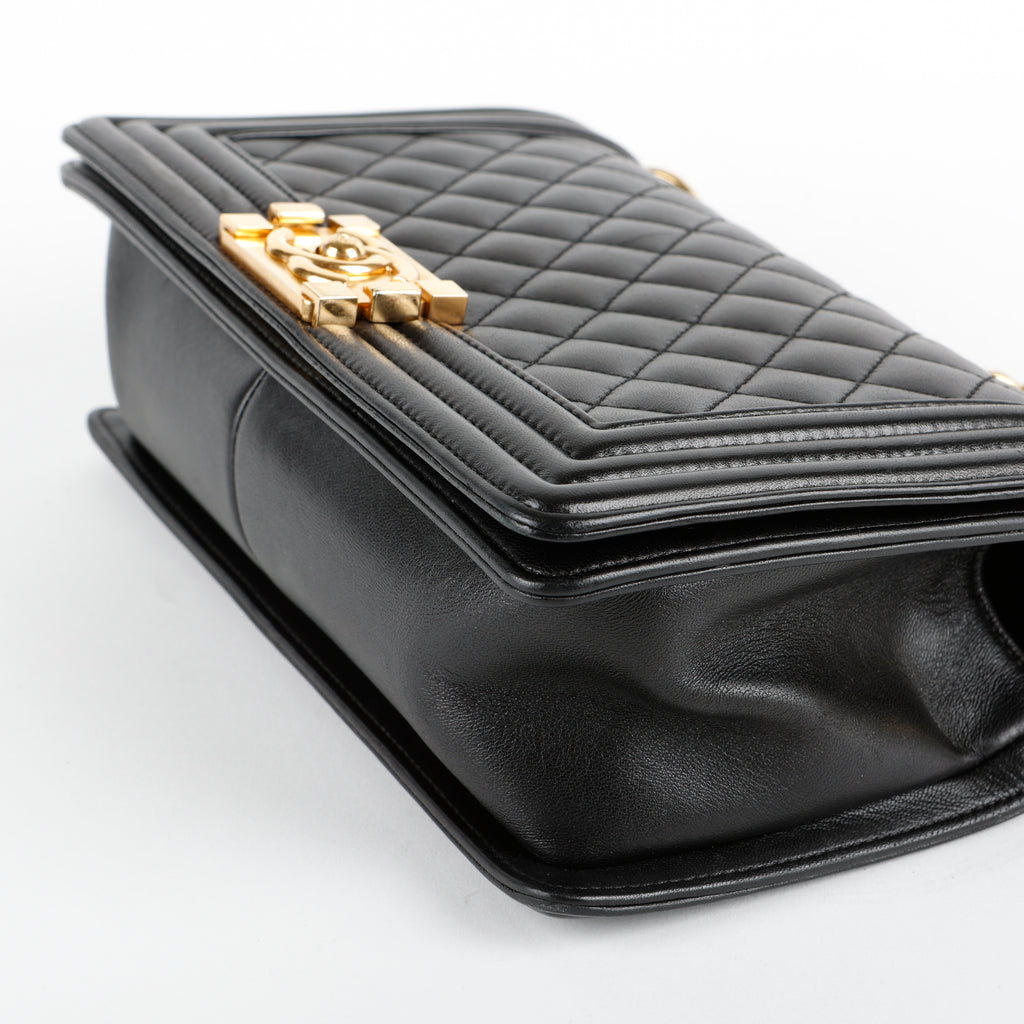 Old Medium Boy Bag , Black Lambskin GHW