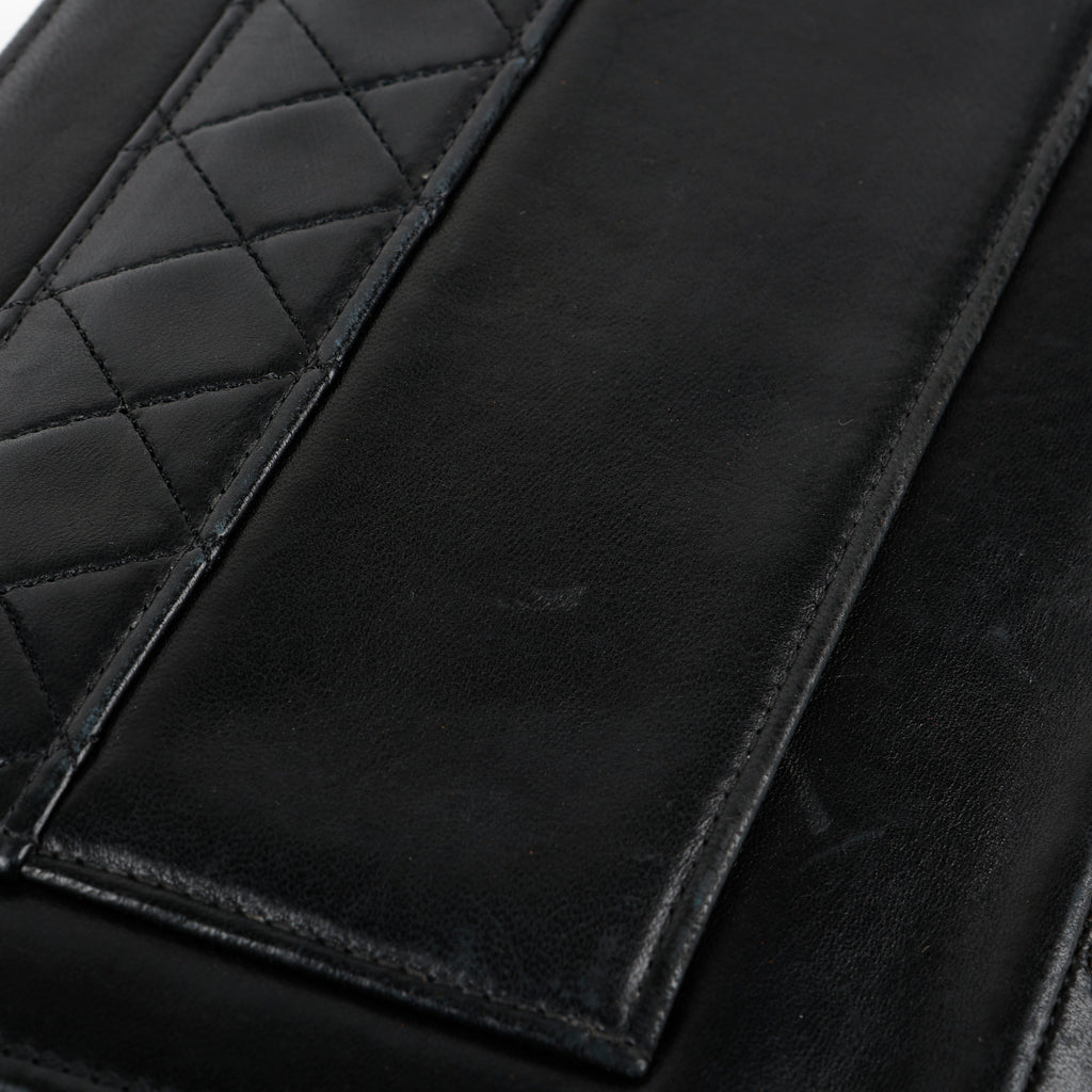 Vintage Trapezoid Flap Bag, Black Calfskin