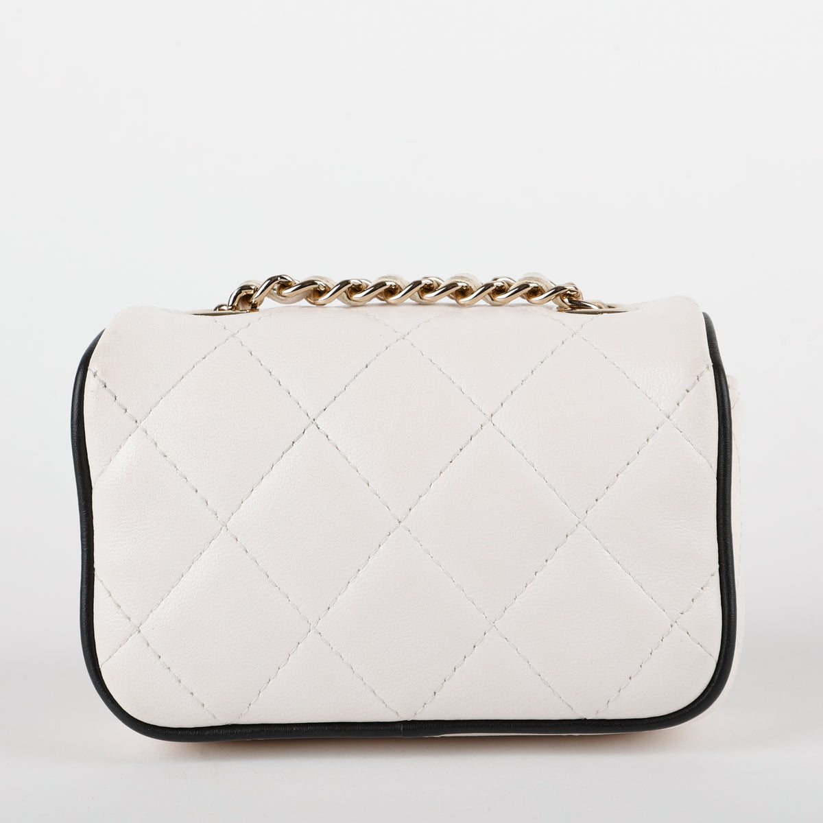 Resin CC Lambskin Card Holder on Chain, Black and White