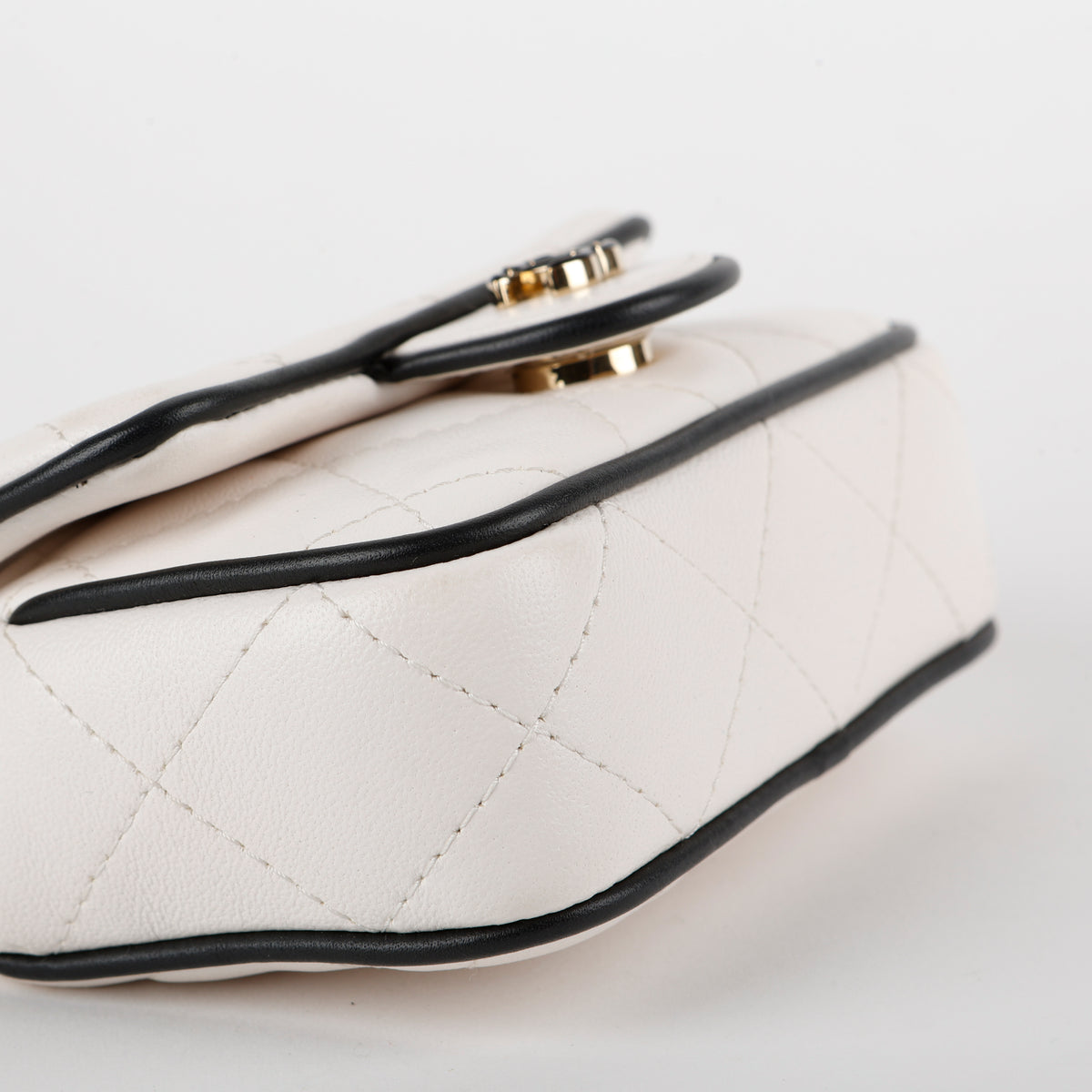 Resin CC Lambskin Card Holder on Chain, Black and White