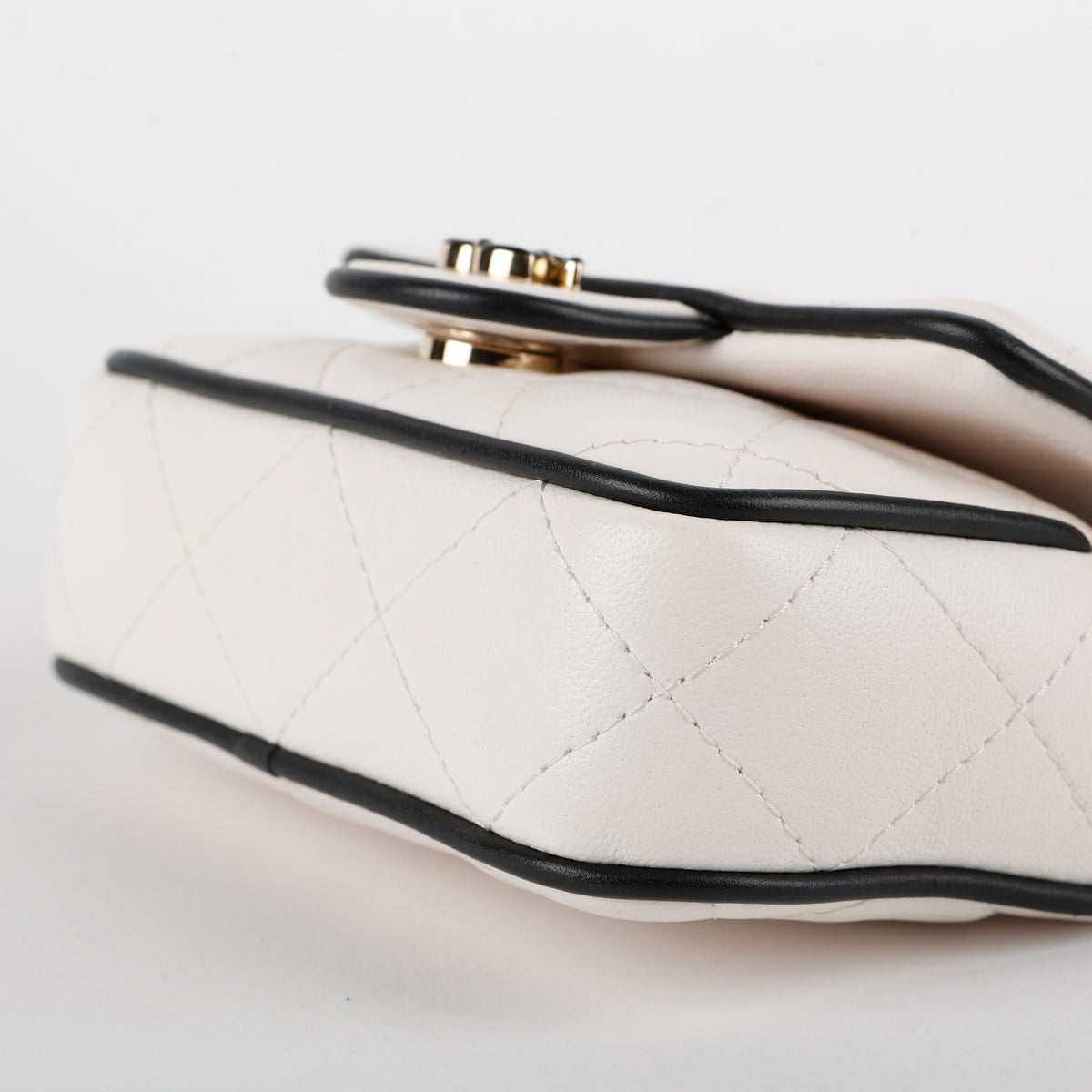 Resin CC Lambskin Card Holder on Chain, Black and White