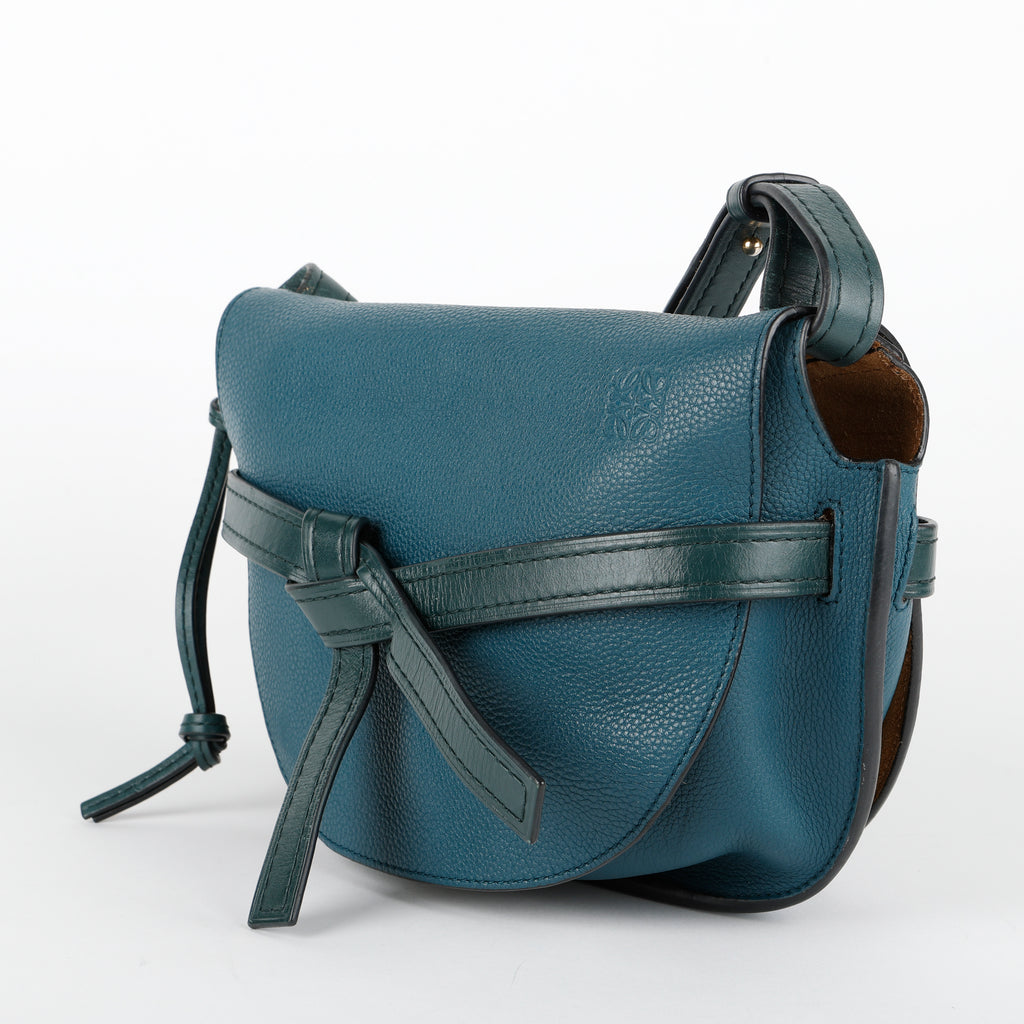 Small Gate Crossbody, Petroleum Blue Cypress Calfskin