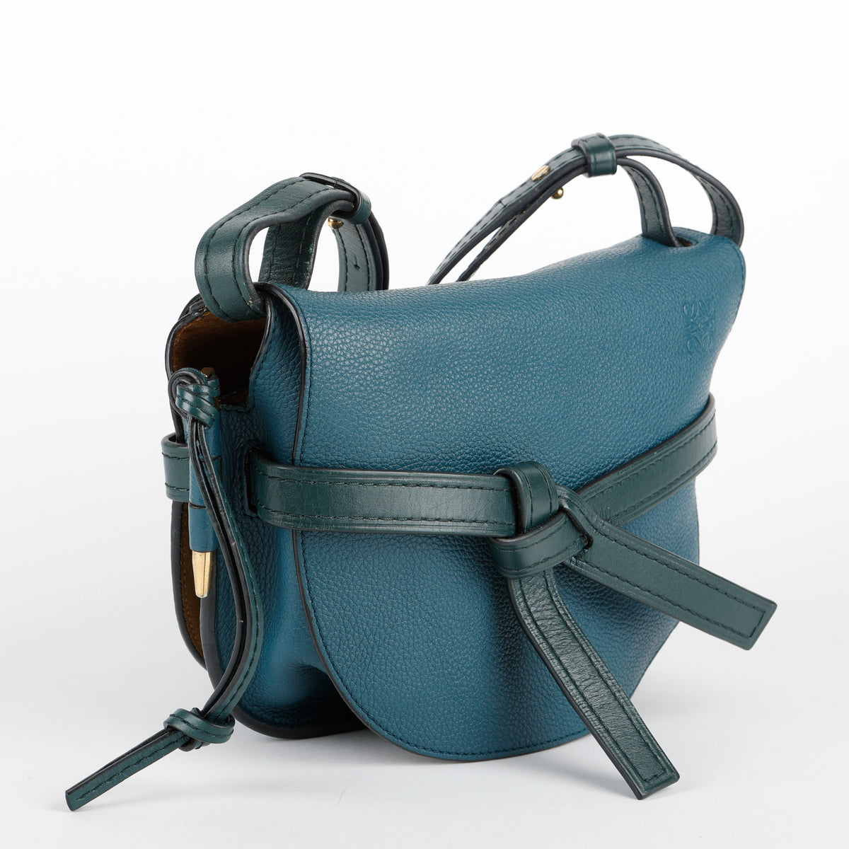 Small Gate Crossbody, Petroleum Blue Cypress Calfskin