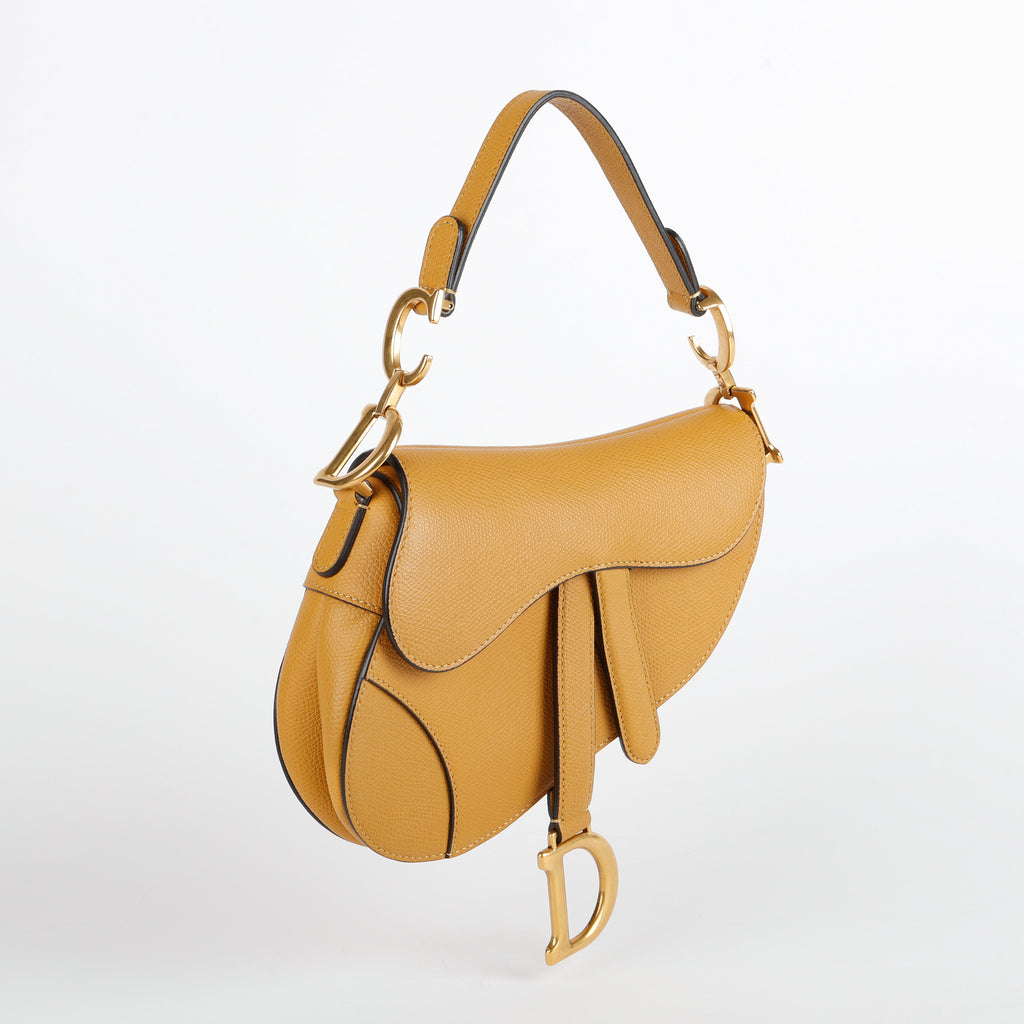 Mini Saddle Bag, Amber Grained Calfskin