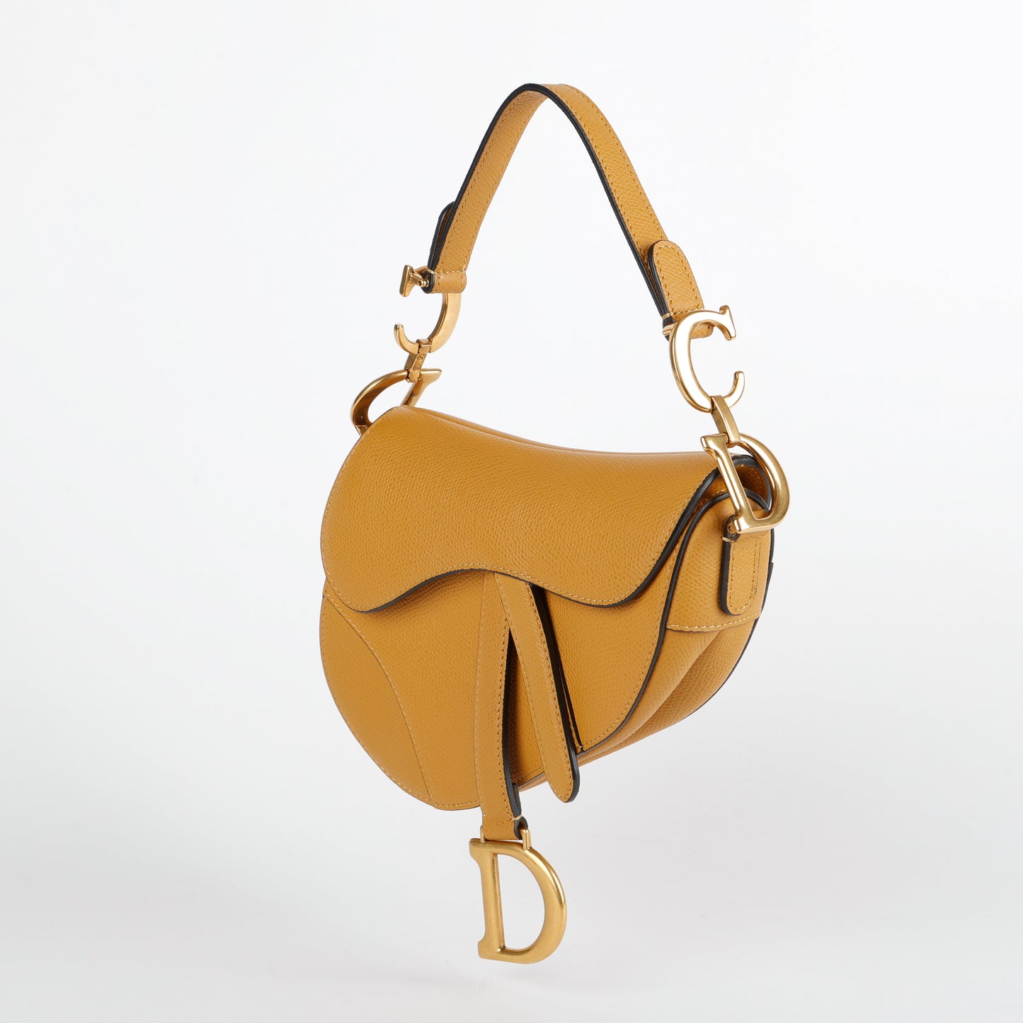 Mini Saddle Bag, Amber Grained Calfskin