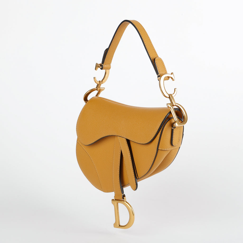 Mini Saddle Bag, Amber Grained Calfskin