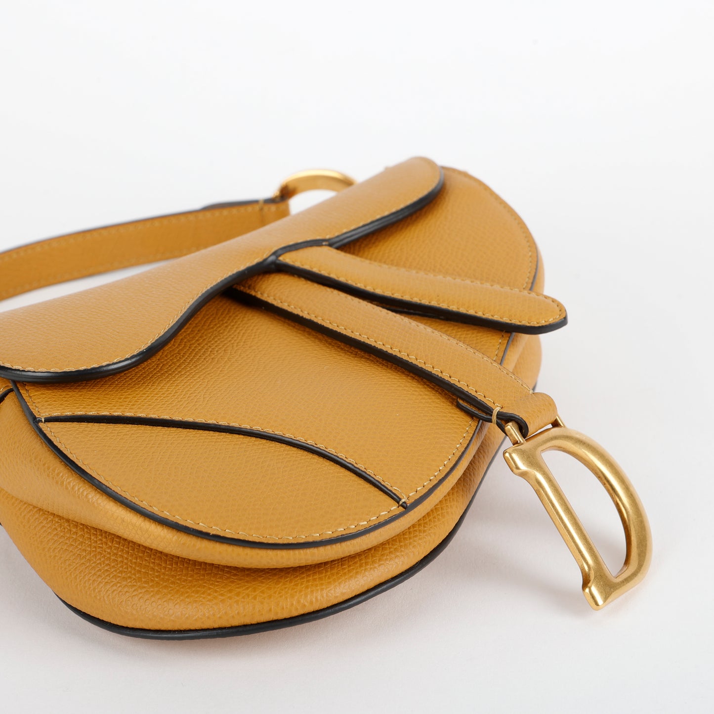 Mini Saddle Bag, Amber Grained Calfskin