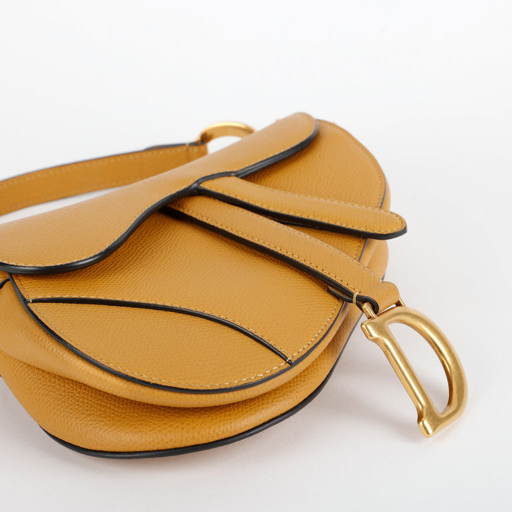 Mini Saddle Bag, Amber Grained Calfskin