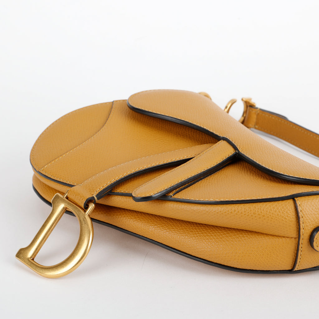 Mini Saddle Bag, Amber Grained Calfskin