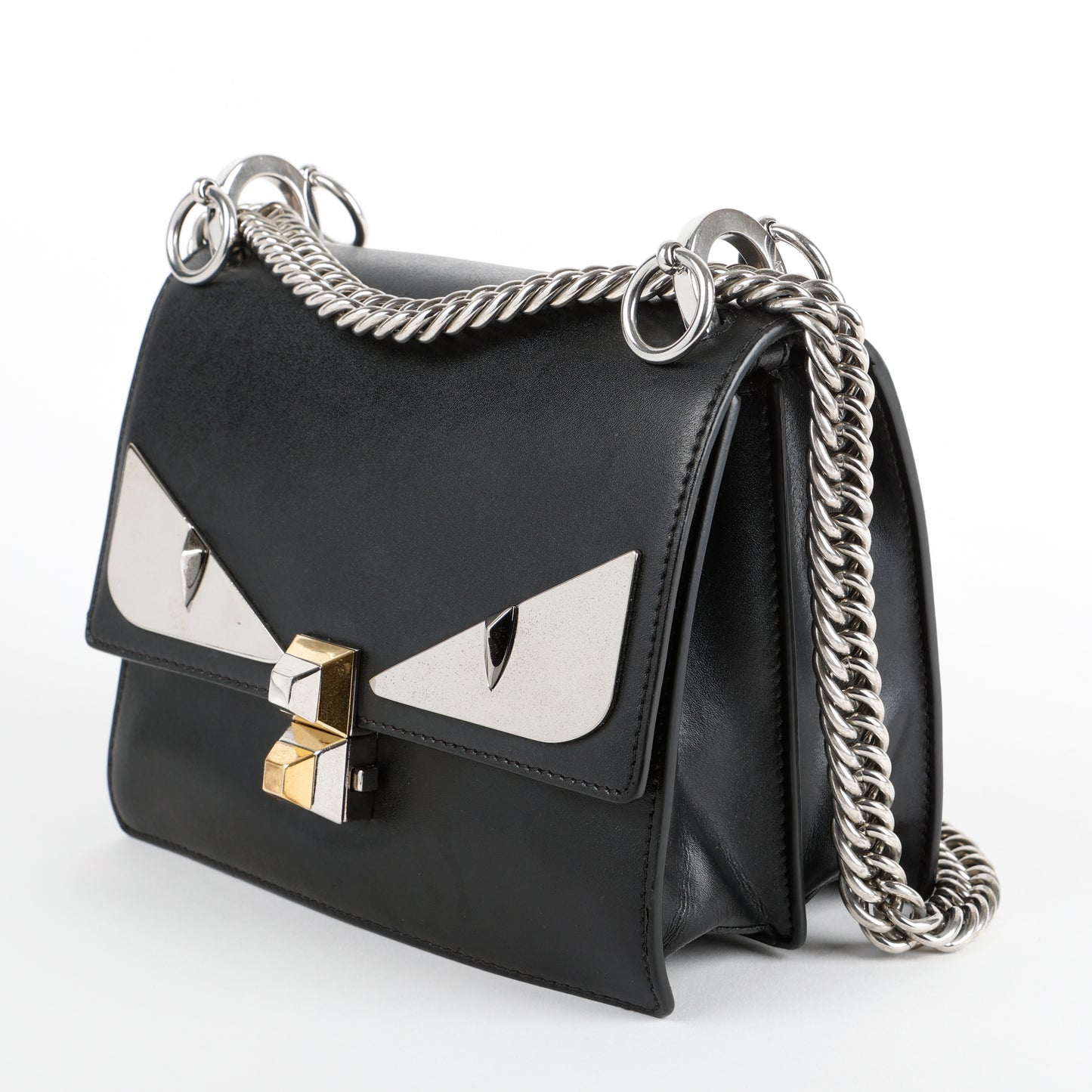 Small Kan I Monster Eyes Studded Shoulder Bag, Black