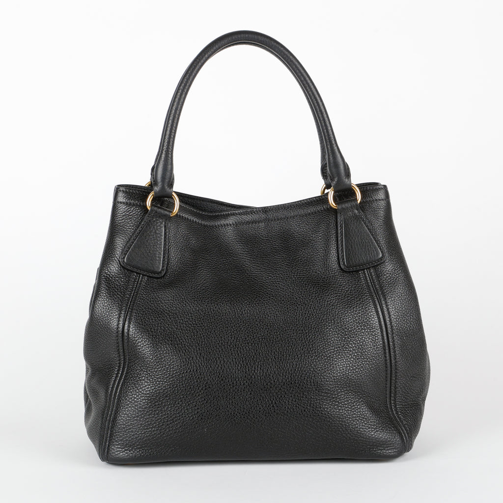 Medium Gardener Tote, Black Grained Calfskin