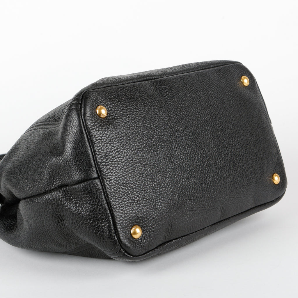 Medium Gardener Tote, Black Grained Calfskin