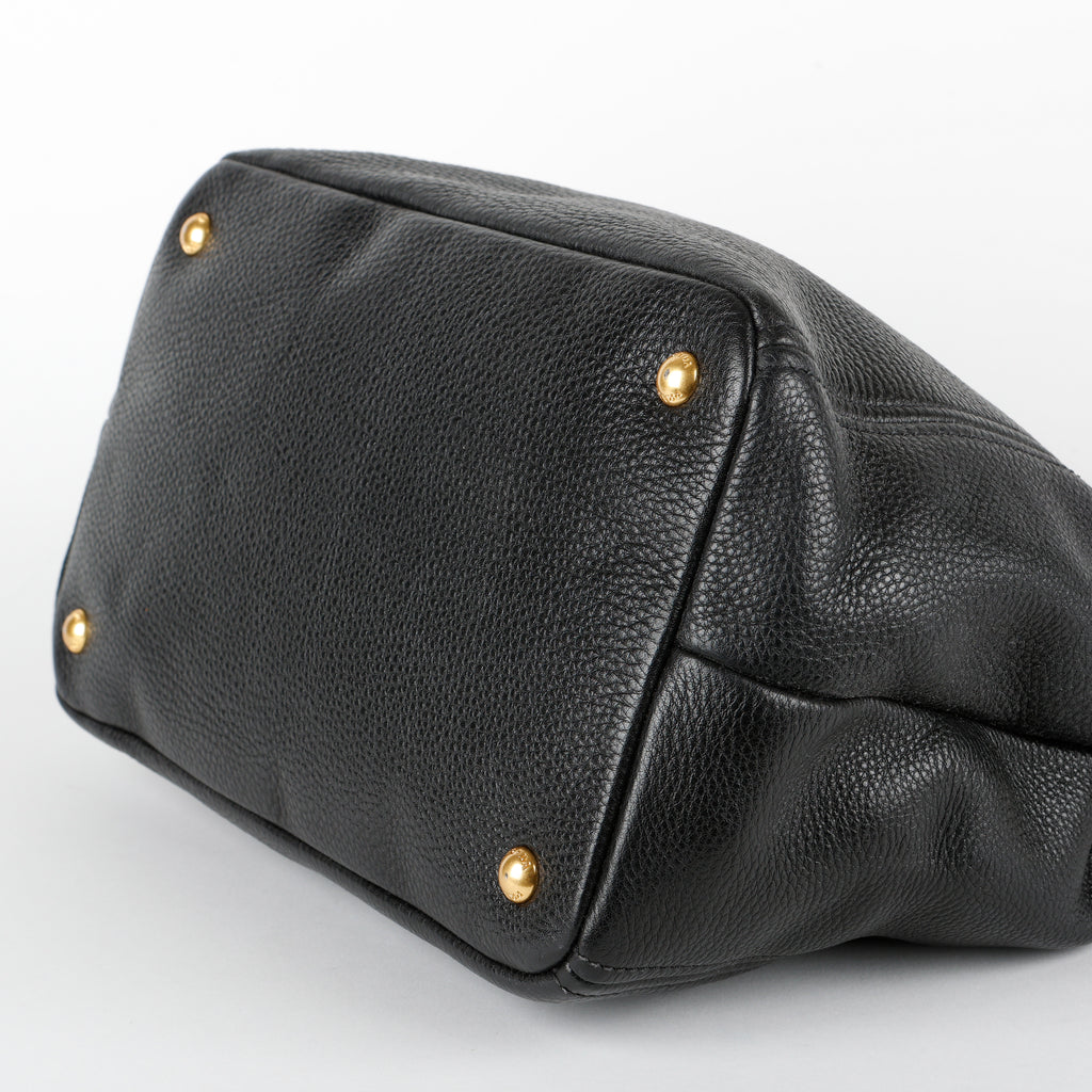 Medium Gardener Tote, Black Grained Calfskin