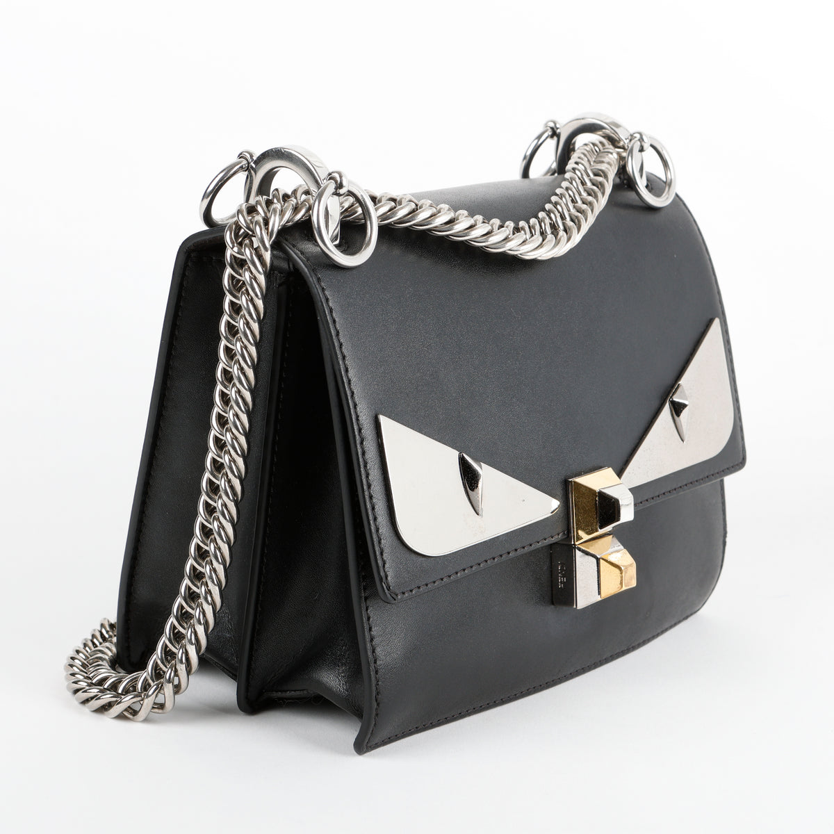 Small Kan I Monster Eyes Studded Shoulder Bag, Black