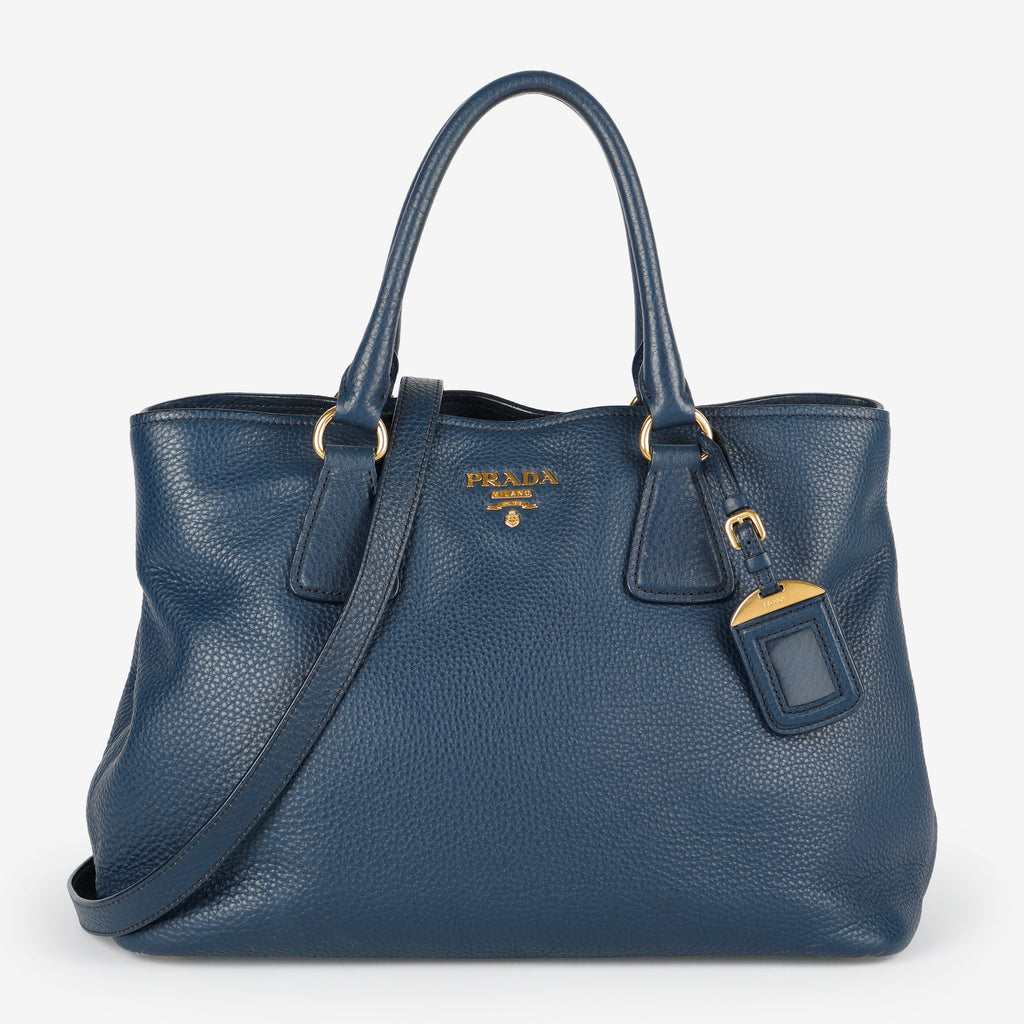 Medium Gardener Tote, Navy Grained Calfskin