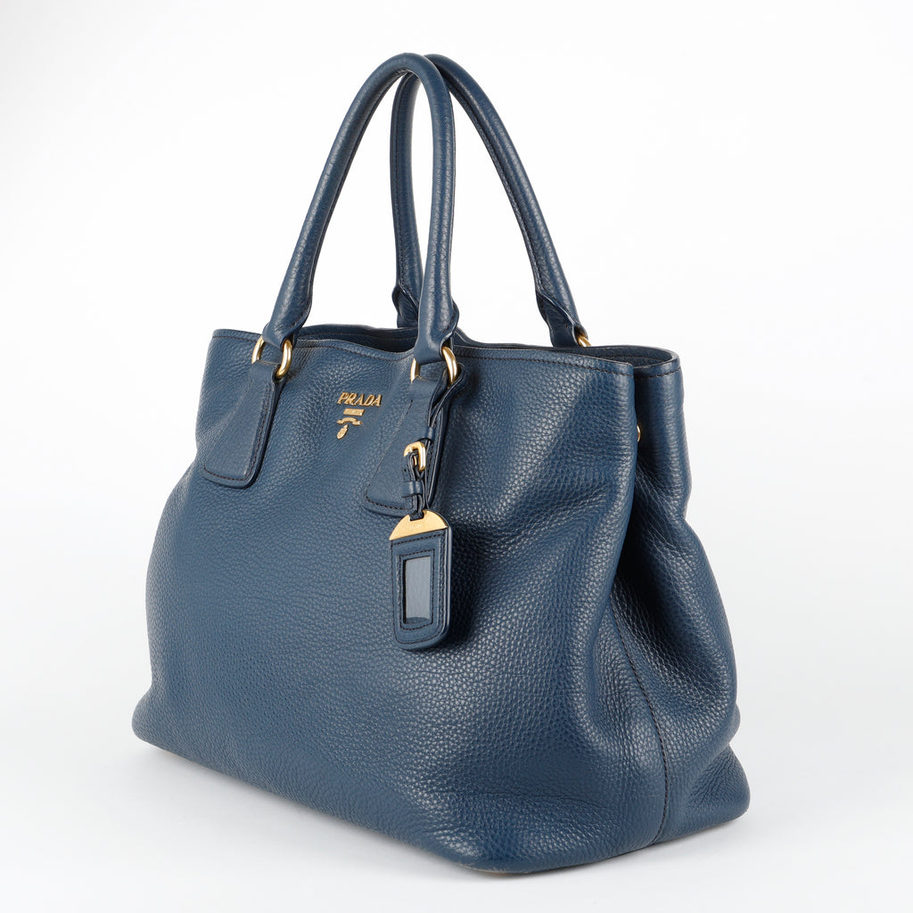 Medium Gardener Tote, Navy Grained Calfskin