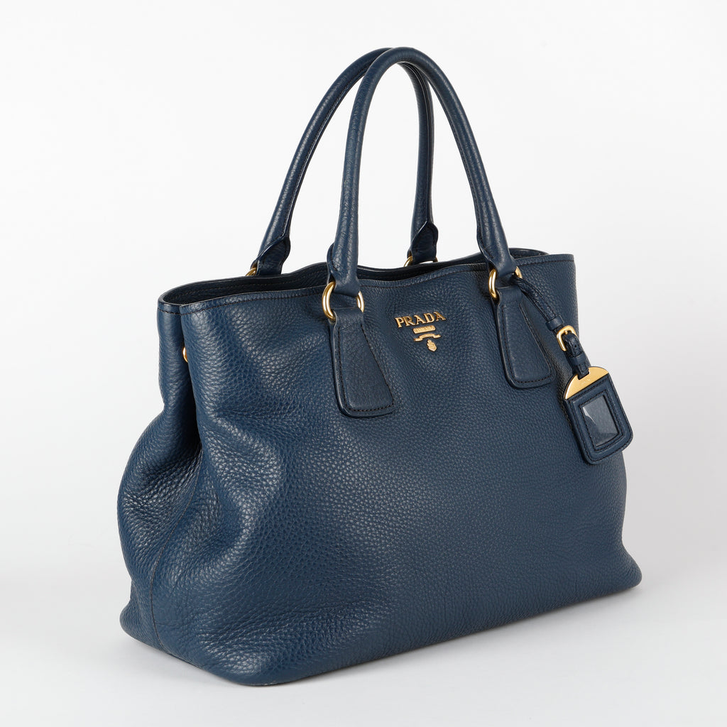 Medium Gardener Tote, Navy Grained Calfskin