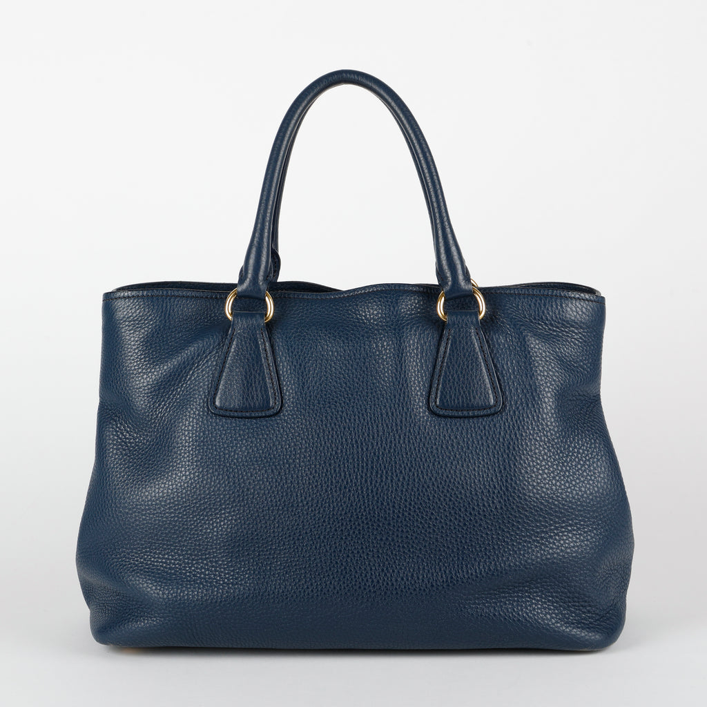 Medium Gardener Tote, Navy Grained Calfskin