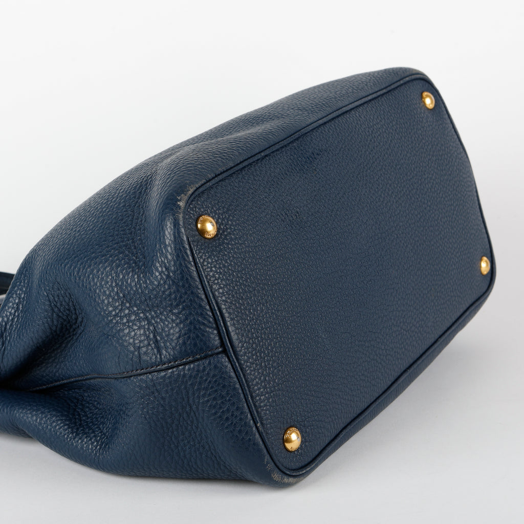 Medium Gardener Tote, Navy Grained Calfskin