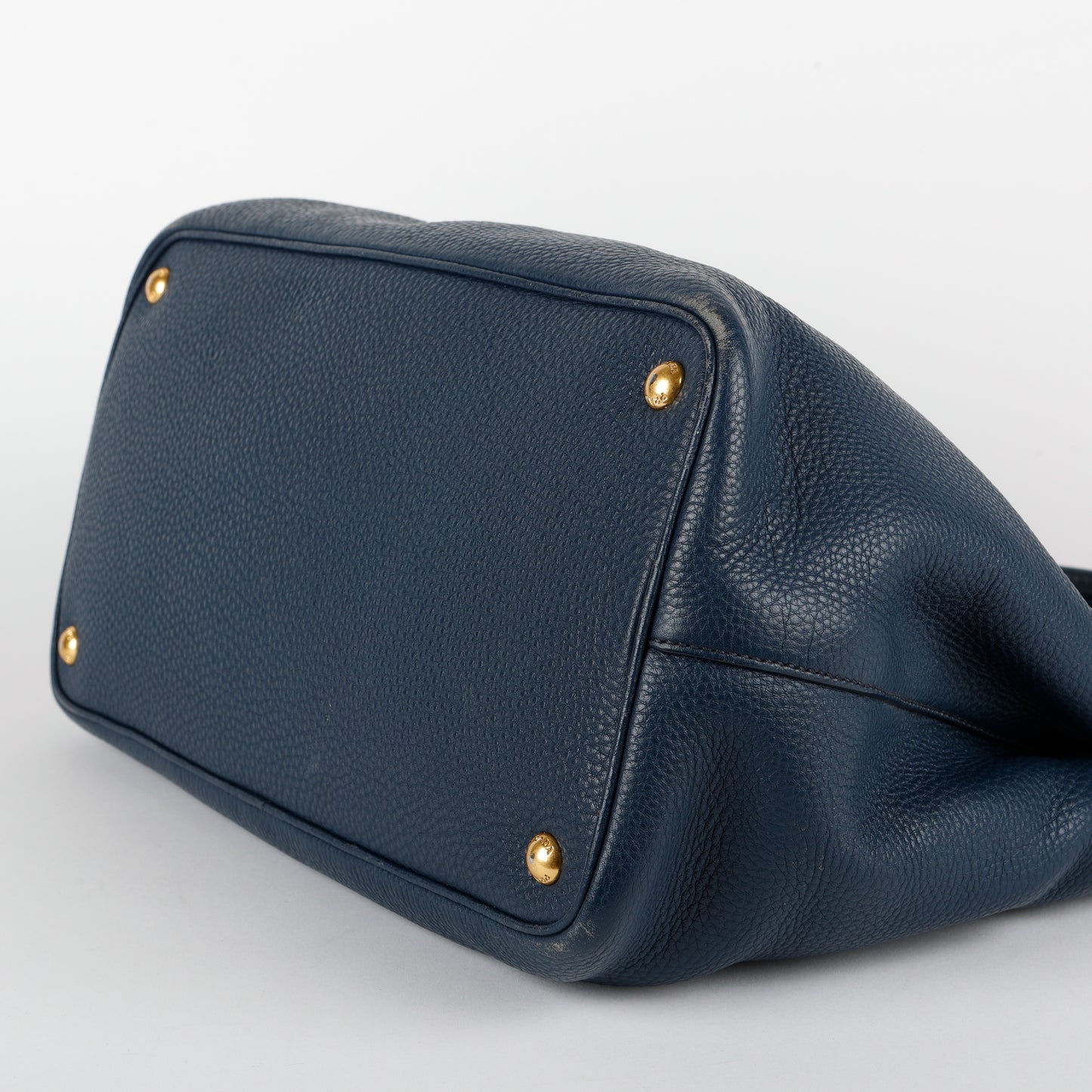 Medium Gardener Tote, Navy Grained Calfskin