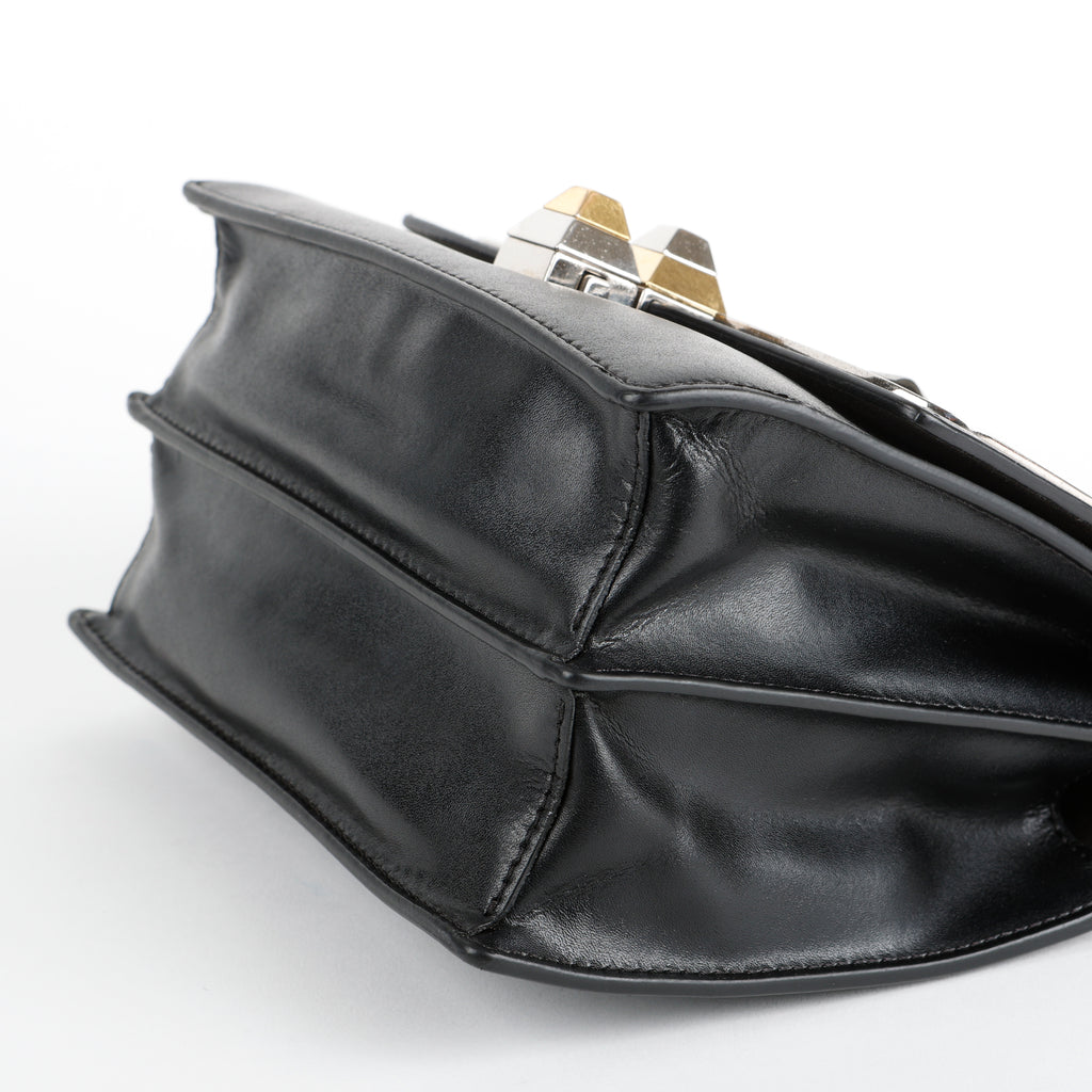 Small Kan I Monster Eyes Studded Shoulder Bag, Black