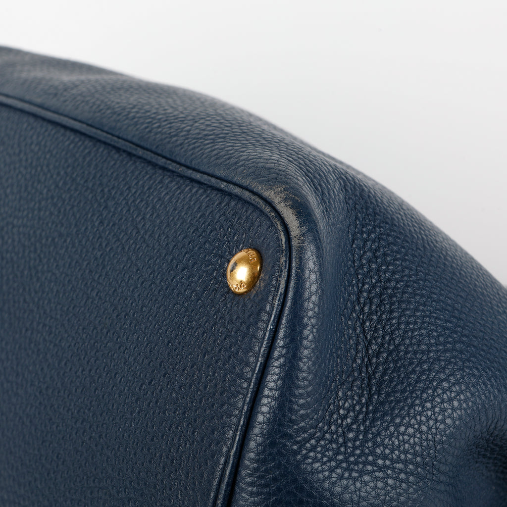 Medium Gardener Tote, Navy Grained Calfskin