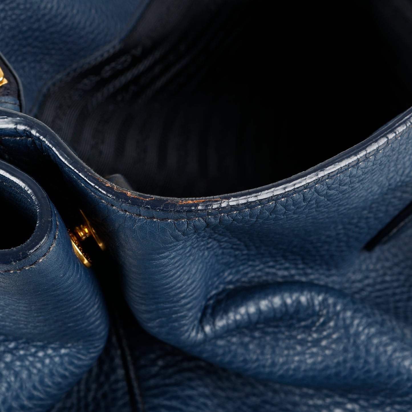 Medium Gardener Tote, Navy Grained Calfskin
