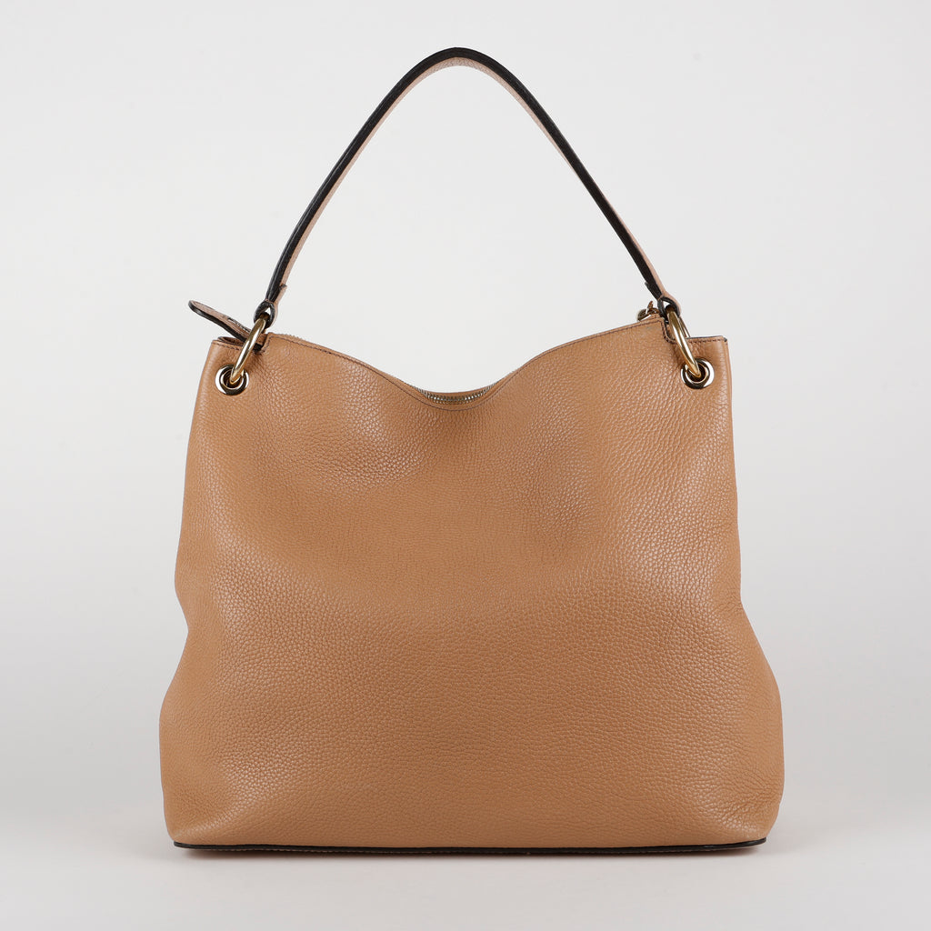 Soho Convertible Tote, Beige Grained Calfskin