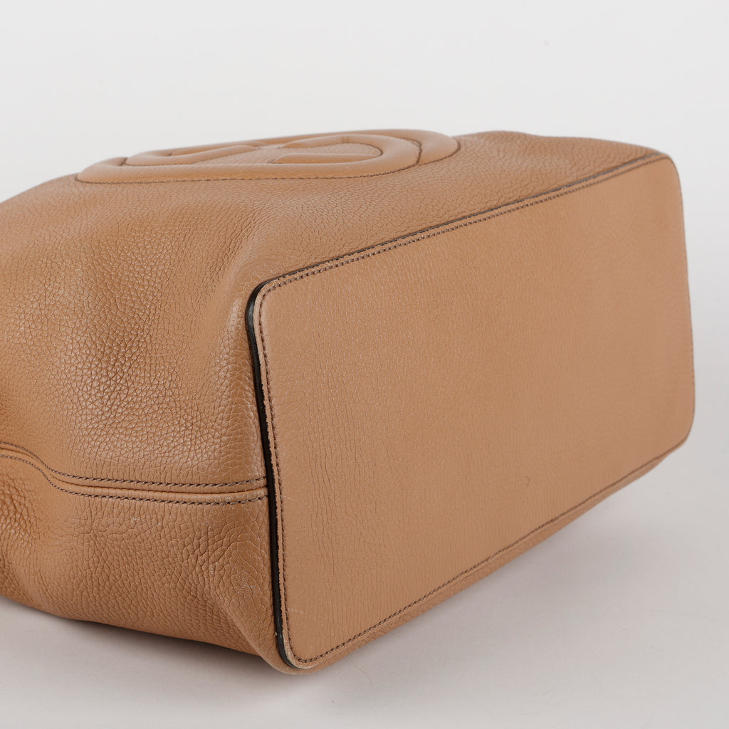 Soho Convertible Tote, Beige Grained Calfskin