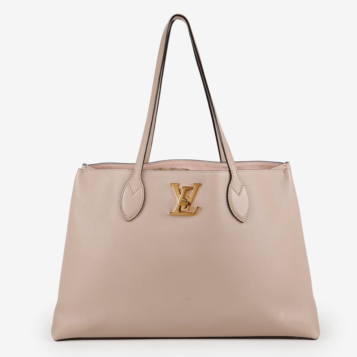 LockMe Shopper, Greige Grained Calfskin