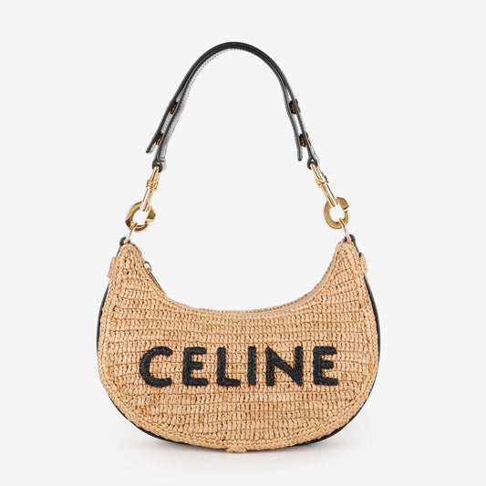 Ava Loop Shoulder Bag, Raffia and Black