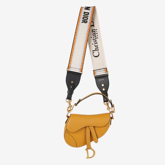 Mini Saddle Bag, Amber Grained Calfskin