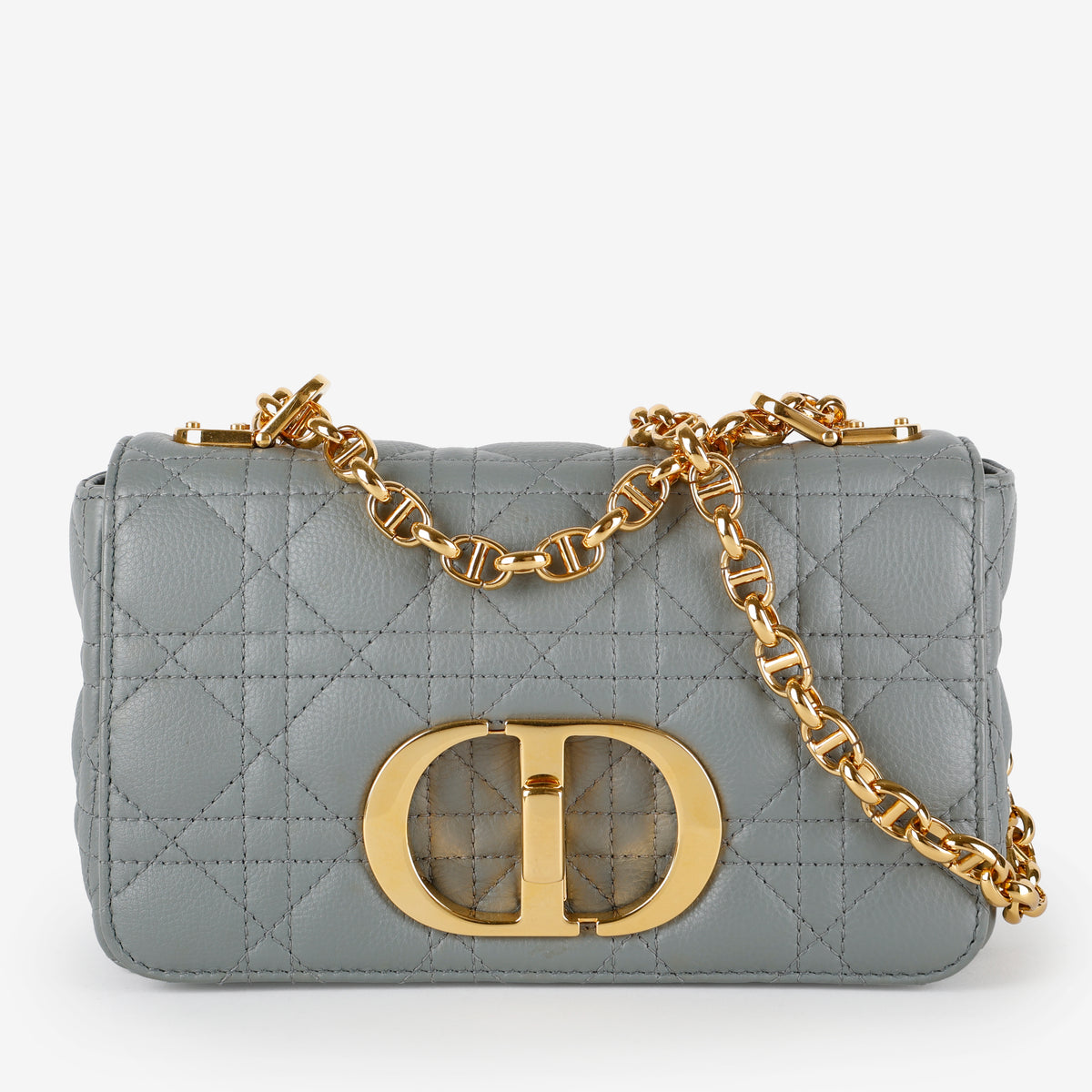 Small Caro, Cannage Quilted Calfskin Grey
