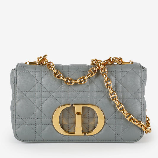 Small Caro, Cannage Quilted Calfskin Grey