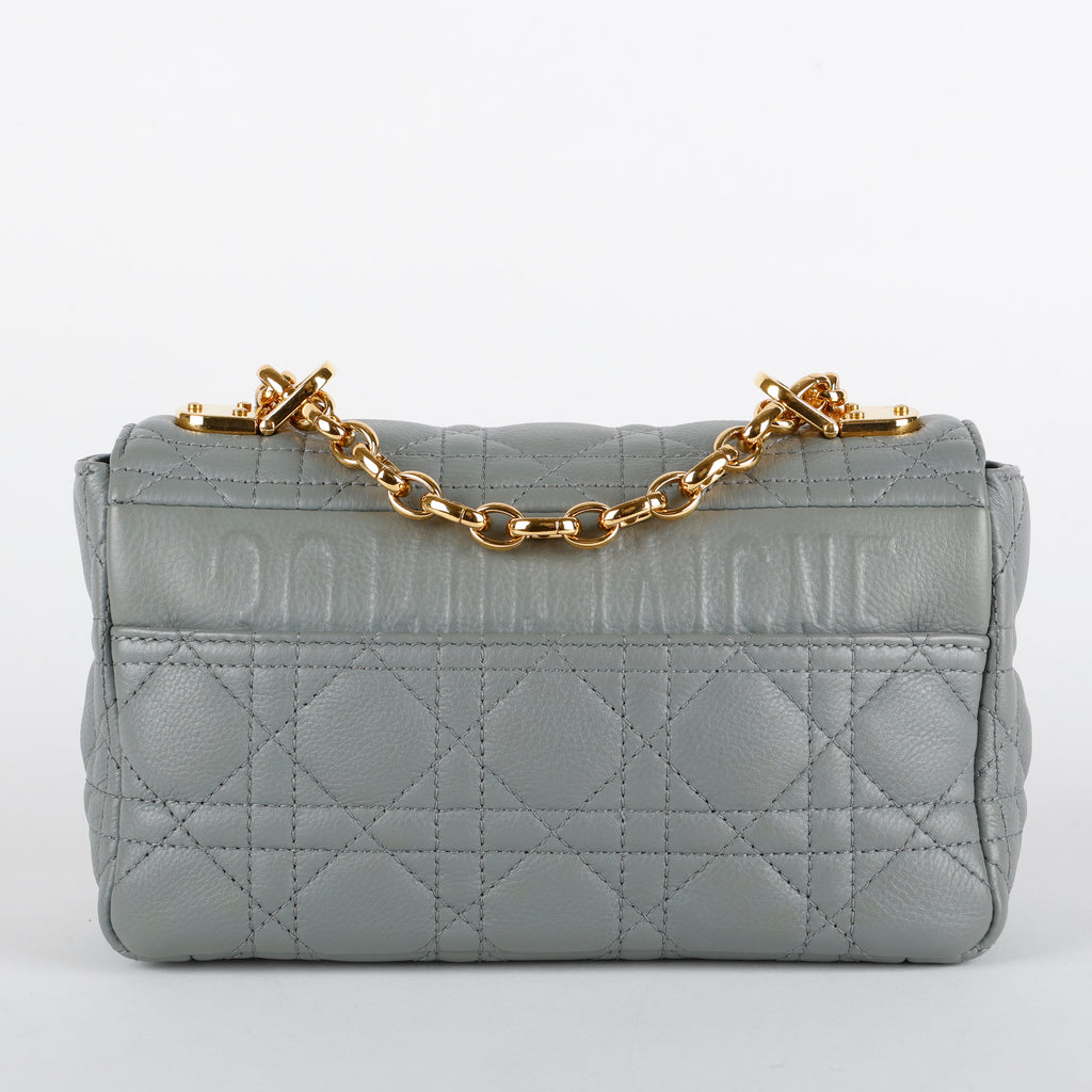 Small Caro, Cannage Quilted Calfskin Grey