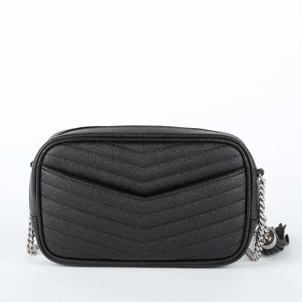 Mini Lou Camera Bag, Black Grain de Poudre SHW