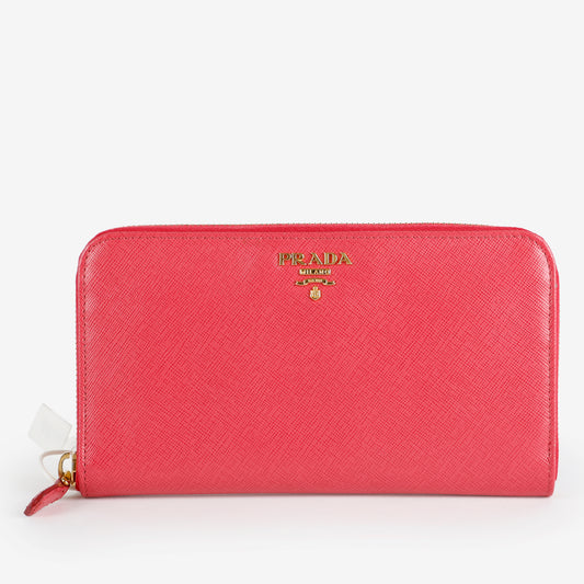 Zip Around Wallet, Fuchsia Saffiano
