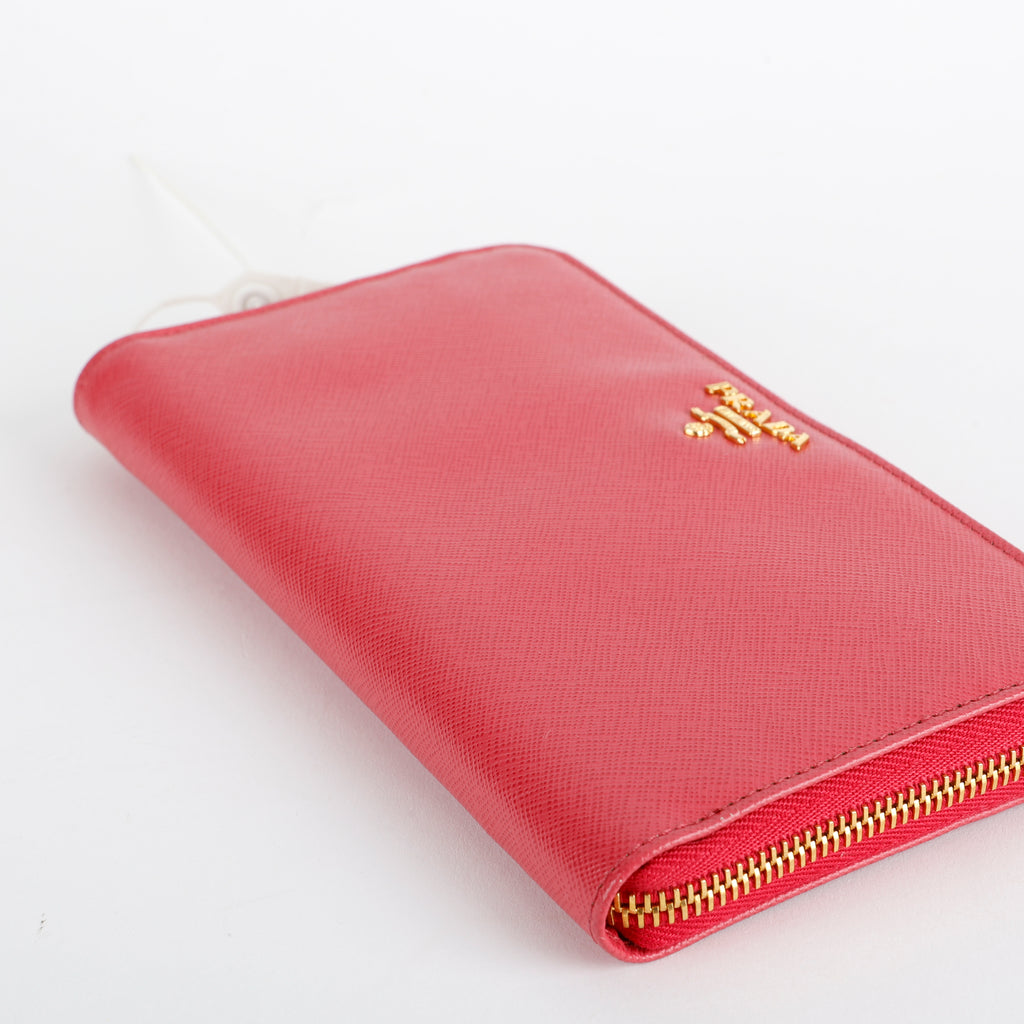 Zip Around Wallet, Fuchsia Saffiano