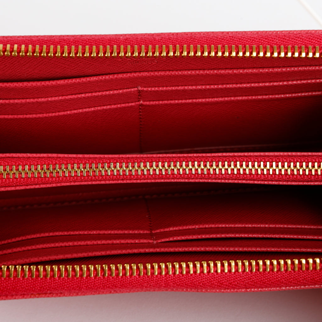 Zip Around Wallet, Fuchsia Saffiano