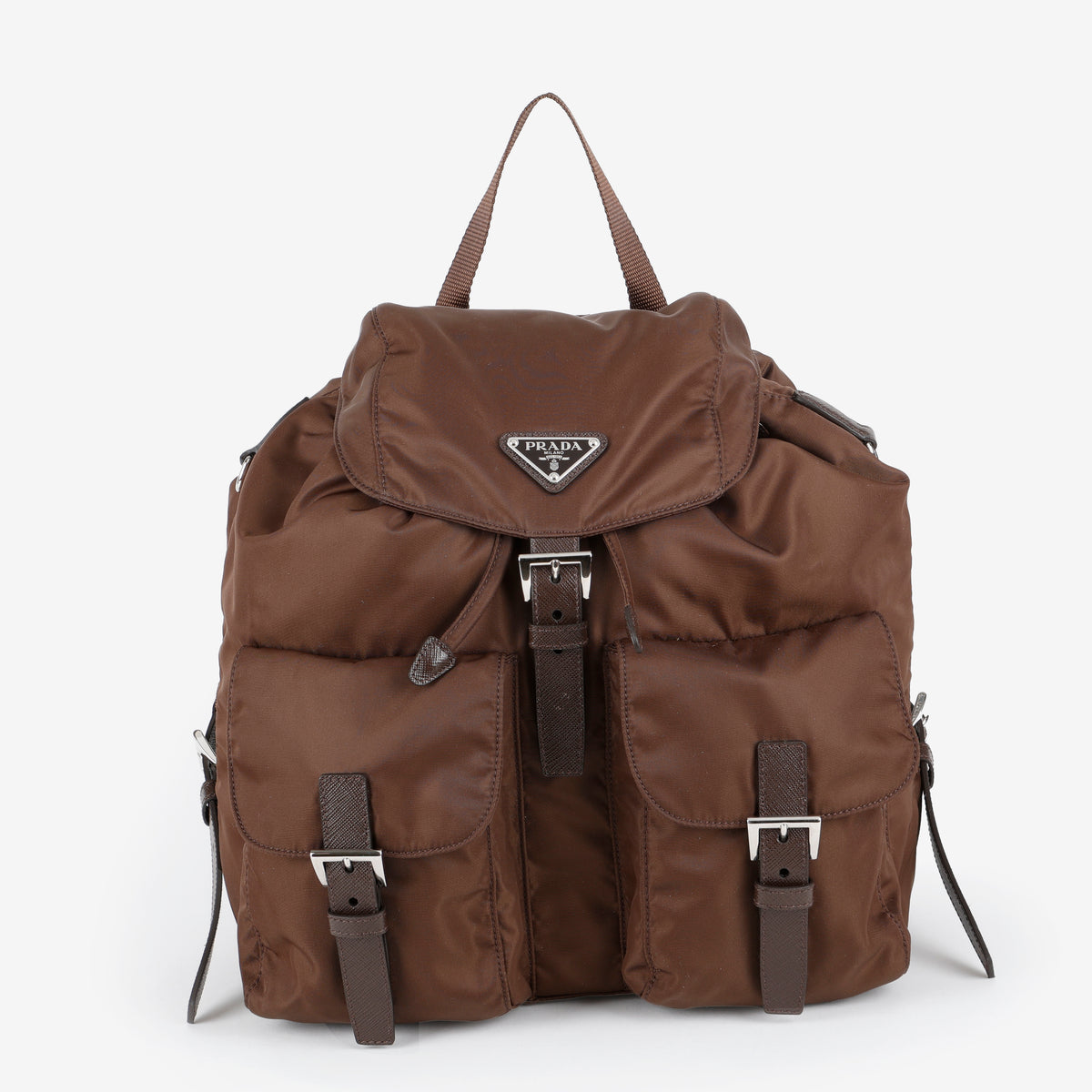 Medium Re-Nylon Backpack, Sienna Brown