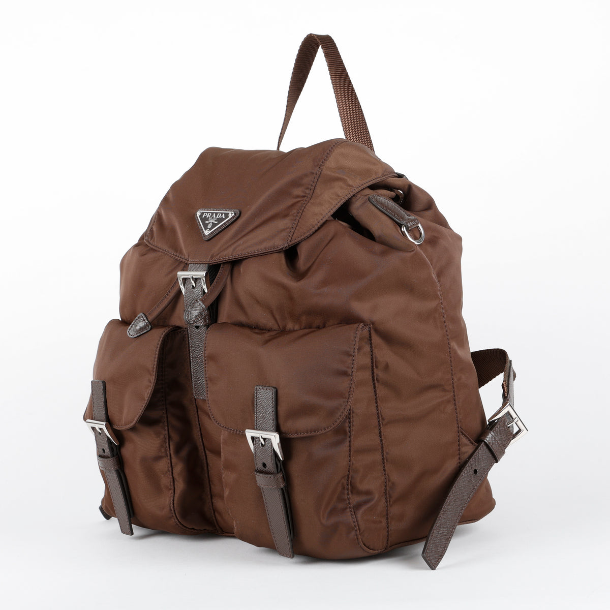 Medium Re-Nylon Backpack, Sienna Brown